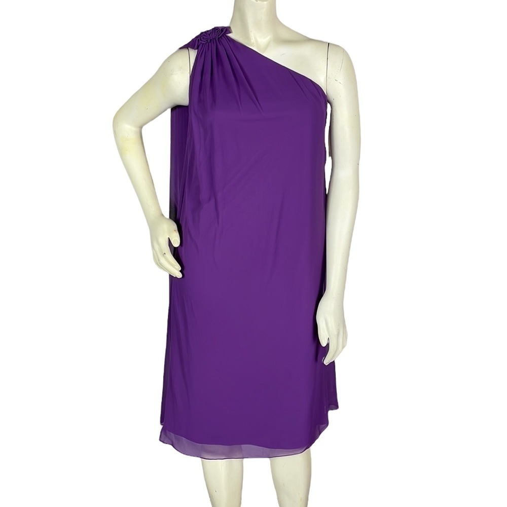 Social Bridesmaids Lux Chiffon One Shoulder Dress Grecian Purple African Violet